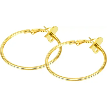 Náušnice Kulaté ocelové náušnice - lesklé srdce s výřezem, zlatá barva, ruský patent