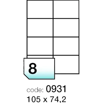 Papír Etiketa arch A4 Rayfilm, 105x74,2 mm, matná, bílá, 100 listů