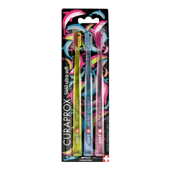Zubní kartáček Curaprox CS Ultra Soft 5460 3-pack SUMMER Dolphin Barva: žlutá + modrá + růžová