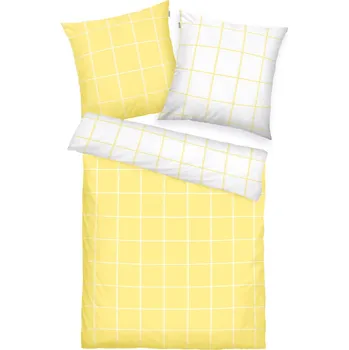 Povlečení Tom Tailor Bavlněné povlečení Light Lemon & Crisp White, 135 x 200 cm, 80 x 80 cm, žlutá