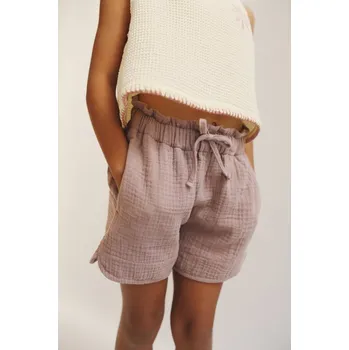 Dívčí kraťasy LiiLU dívčí mušelínové šortky SS24 - 062 pale mauve Velikost: 140 100% organická bavlna