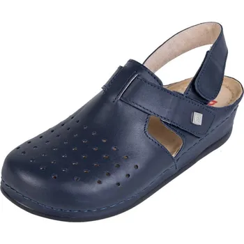 Dámská zdravotní obuv Buxa Dámská zdravotní kožená obuv BZ241 s páskem kolem paty - Tmavě modrá Velikost: 36
