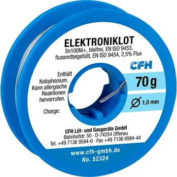 Páječka CFH Cínová pájka EL 324, ⌀ 1 mm, 70 g 52324