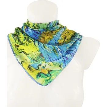 Šátek Dámský oboustranný šátek letuška RR30553 s potiskem malby- Noční obloha a Žluté topoly