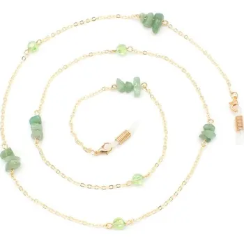 Brýlová obroučka Řetízek na brýle s kamínky - Zlatá a zelená