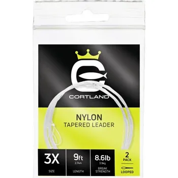 Nylonový muškařský návazec Cortland Nylon Tapered Leaders ujímaný 2,75 m, 0,13 mm - 0,50 mm; 1,7 kg