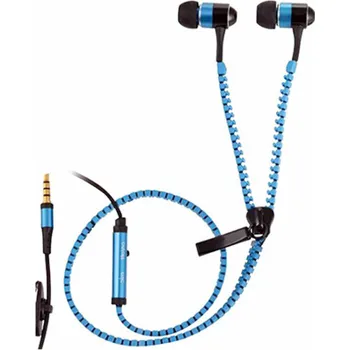 Sluchátka Sluchátka Trevi, ZIP 681 M, špuntová, kabel 1 m, s mikrofonem, klip na uchycení, modré