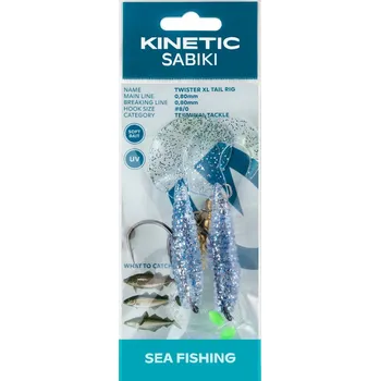 Kinetic - Návazec Sabiki Twister XL Tail rig 130cm 0,80mm vel.8/0 - Blue/Silver