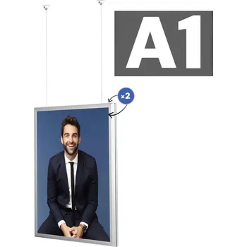 Rám na obraz MH Technic s.r.o. Oboustranný závěsný klaprám A1, ostrý roh, profil 32 mm + lankový set