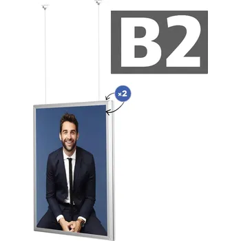 Rám na obraz MH Technic s.r.o. Oboustranný závěsný klaprám B2, ostrý roh, profil 32 mm + lankový set