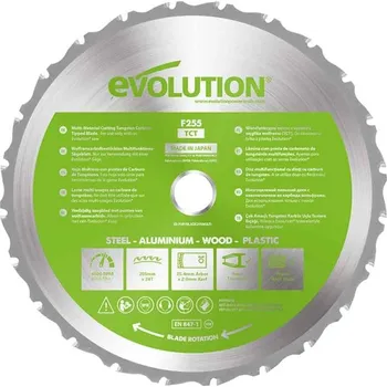 Pilový kotouč Multifunkční pilový kotouč EVOLUTION FURY - 255x25,4x2 mm (24z) (Kotouč vhodný na dřevo, dřevo s hřebíky, kovy, neželezné kovy a plasty)