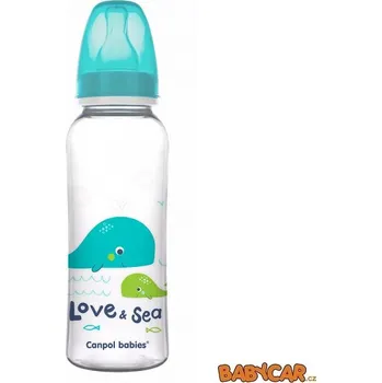 Kojenecká láhev CANPOL BABIES láhev s potiskem LOVE&SEA 250ml Tyrkysová