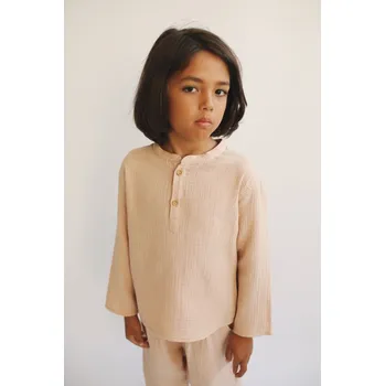 LiiLU dětská mušelínová košile SS24 - 055 nude Velikost: 152 100% organická bavlna
