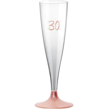 Party dekorace Santex Šampusky plastové 30. narozeniny Rose Gold 14cl 6ks