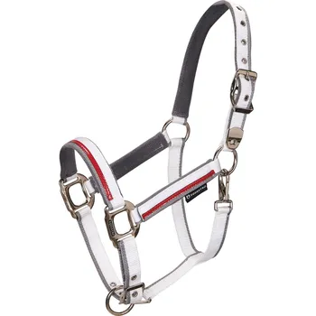 Ohlávka s vodítkem Equestro Red Trim pony bílá