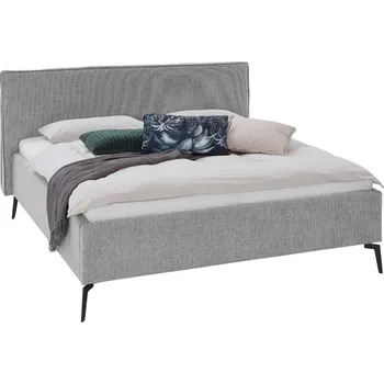 Postel Světle šedá čalouněná dvoulůžková postel Meise Möbel Riva 180 x 200 cm