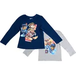Dětské tričko s dlouhým rukávem 2 ks TLAPKOVÁ PATROLA modré/šedé - různé velikosti Velikost: 122 - 128