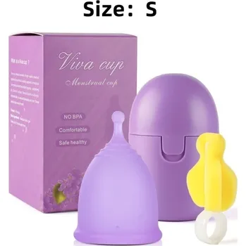 Menstruační kalíšek Menstruační kalíšek s úložným boxem a kartáčkem - Fialová-S