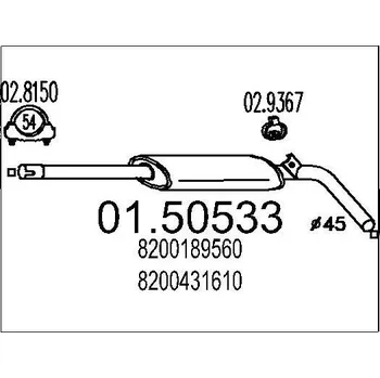 Tlumič výfuku Střední tlumič výfuku MTS 01.50533