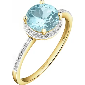 Prsten Zlatý prsten s diamanty a topazem Sky Blue - ryzost 585 - 214.182