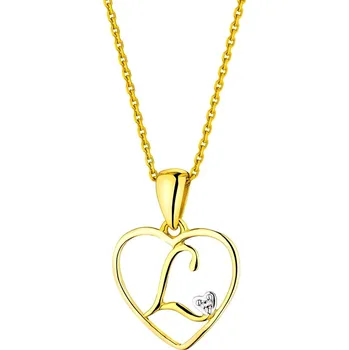Přívěsek Přívěsek ze žlutého zlata s diamantem - písmeno L, srdce - 0,005 ct - ryzost 585 - 110.304/L Žluté zlato