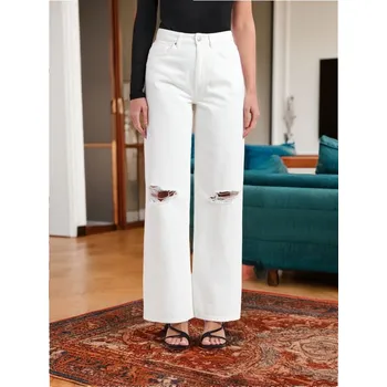 Dámské džíny Sinsay - Džíny s širokými nohavicemi a vysokým pasem - bílá - ZB181-00J - ZB181-00J-38-1