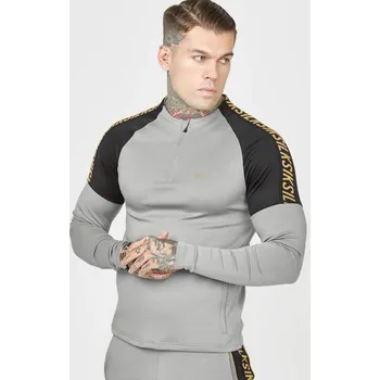 Pánské tričko pánská mikina, tričko SIKSILK - GREY/BLACK - L (SikSilk Quarter Zip Training Jacket Mens)