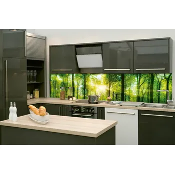 Tapeta DIMEX | Fototapeta do kuchyně Svěží zelený les KI-260-189 | 260 x 60 cm | zelená + Samolepicí fototapeta za kuchyňskou linku DIMEX Svěží zelený les v šíři 260 cm