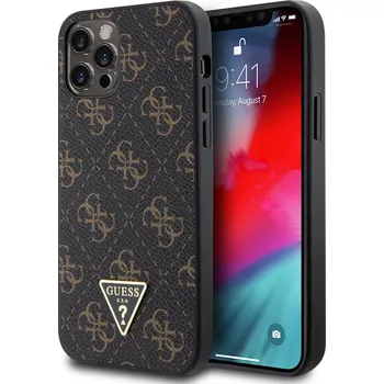 Telefonní příslušenství Guess PU Leather 4G Triangle Metal Logo kožený Kryt pro iPhone 12 Pro Max Barva: Černá