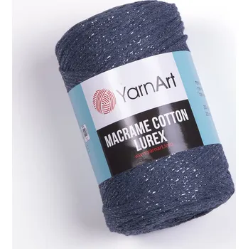 Galanterie Yarn Art Macrame Cotton Lurex 730 jeans se stříbrnou nitkou