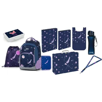Školní batoh Set 10dílný OXY GO Květiny sada batoh, penál, sáček, kufr, zástěrka, boxy, láhev, klíčenka 0-22924/010