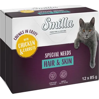 Krmivo pro psa 24x85g Smilla kousky se zeleninou - Hair & Skin s kuřecím a mrkví - výhodné balení