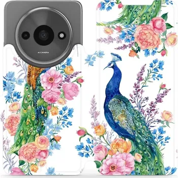 Pouzdro na mobilní telefon Flipové pouzdro Mobiwear - Xiaomi Redmi A3 - MX08S Pávi (Knížkové flip pouzdro, obal, kryt na mobil Xiaomi Redmi A3 - MX08S Pávi, materiál Umělá kůže + TPU - ochrana 360°, stojánek, silikonová vanička, magnetické zavírání)