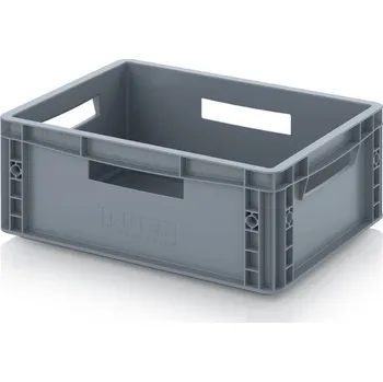 Euro přepravky uzavřené 40 x 30 x 17 cm, držadla otevřená - Stříbrošedá - materiál: PP - EG 43/17 HO VB