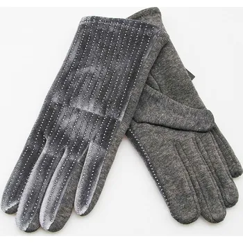 Rukavice Guanti & Co. Dámské semišové rukavice šedé se třpytkami jednobarevné se vzorem