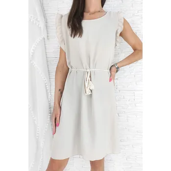 Dámské šaty Lovely Béžové letní šaty s páskem MA-2278BE Velikost: XS-L