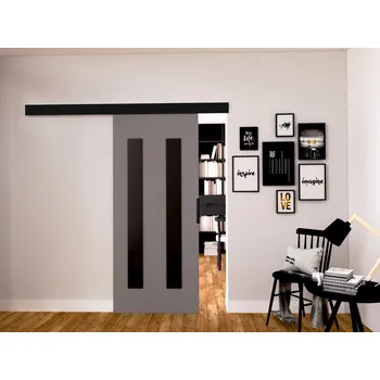 Interiérové dveře Nábytek PEGAS s.r.o. Posuvné dveře STANDART MIX H100, Šedá/Černá