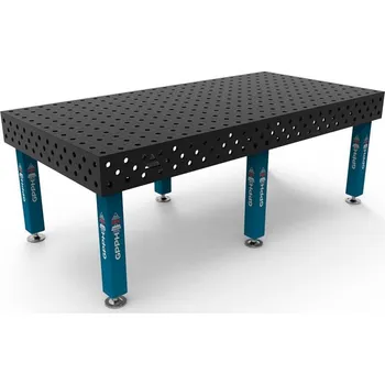 Dílenský stůl Svařovací stůl GPPH PRO 2400x1200 mm, ocelová pracovní deska tl. 15 mm, otvory pr. 28 mm v rastru 100x100 mm