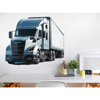 Samolepící dekorace Bílý kamion samolepka na zeď arch 20 x 16 cm