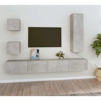 Obývací stěna vidaXL 5dílný set TV skříněk kompozitní dřevo [3114446] Barva: Betonová šedá