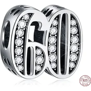 Přívěsek Charm Sterlingové stříbro 925 60 výročí, korálek na náramek