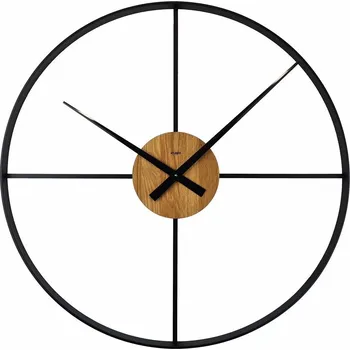 Hodiny KUBRi 0132 - Hodiny české výroby s robustním kovovým rámem a dubovým středem