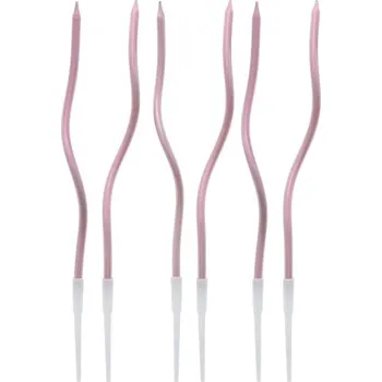 Karnevalový kostým Spirálové metalické svíčky - Růžově zlaté, 6 kusů