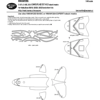 Plastikový model 1/48 Mask C-47A, C-48C, DC-3 CAMOUFLAGE DETAILS