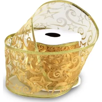 Stuha Dekorační stuha - zlatá s ozdobou