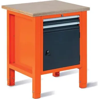 Dílenský stůl Dílenský stůl TECHNO Light, šířka 725 mm, 2 zásuvky, skříňka, barva oranžová RAL2004/antracit RAL7016.