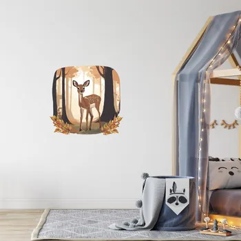 Samolepící dekorace Kruhová samolepka na zeď "Srnka v lese" 60cm