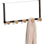 Zeller Present Háček na dveře, 5 háčků, černý kov, dřevo