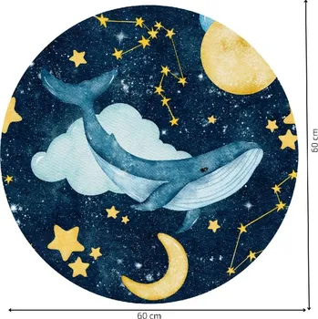Samolepící dekorace Kruhová samolepka na zeď "Velryba na hvězdné obloze" 60cm