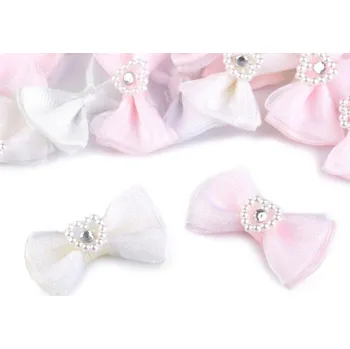 Stuha Ozdobná mašlička se srdíčkem 25 x 38 mm RŮŽOVÁ